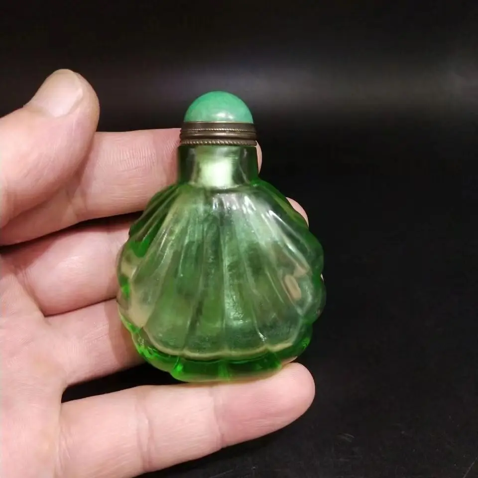 Vintage Collectible Bottles - Китайская антикварная прозрачная зеленая стеклянная призматическая
