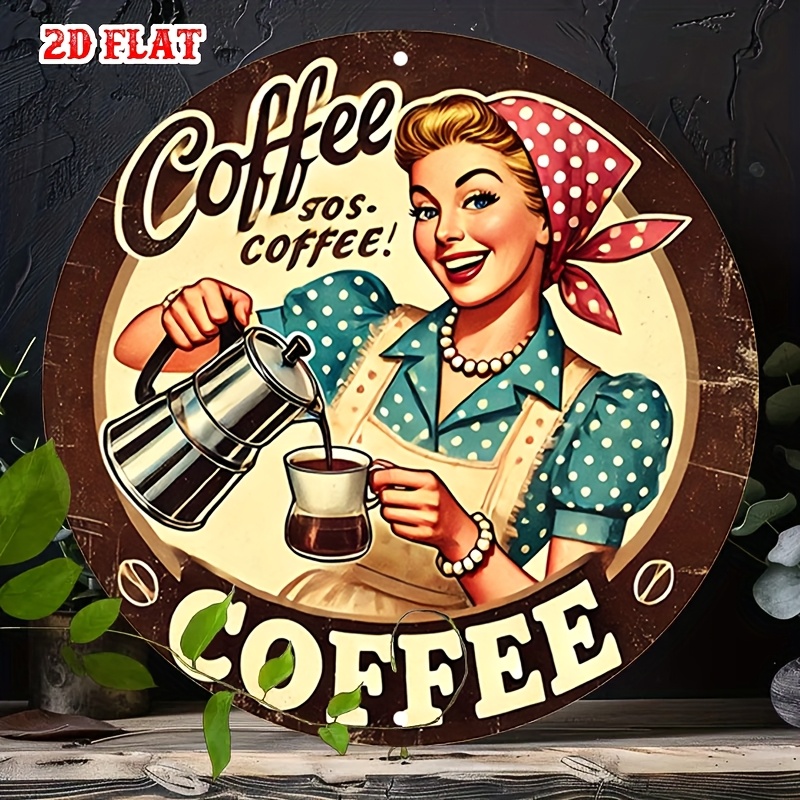 Vintage Collectible Plates - [2D Flat] 1шт Ретро круглый алюминиевый