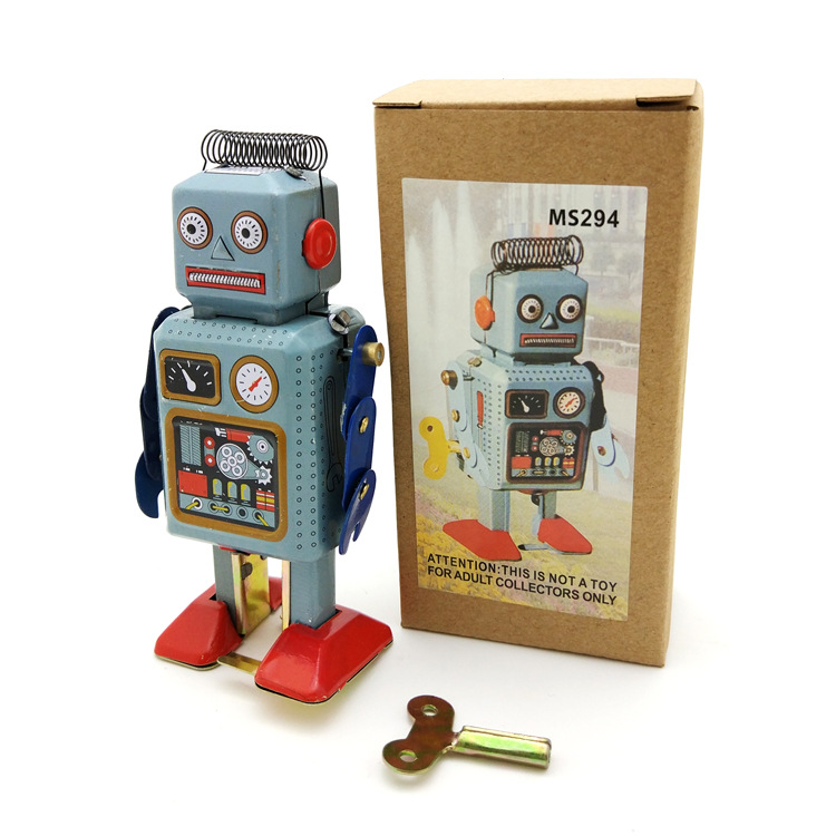 Vintage Collectibles Store - Винтажный металлический робот MS294, запускающийся от