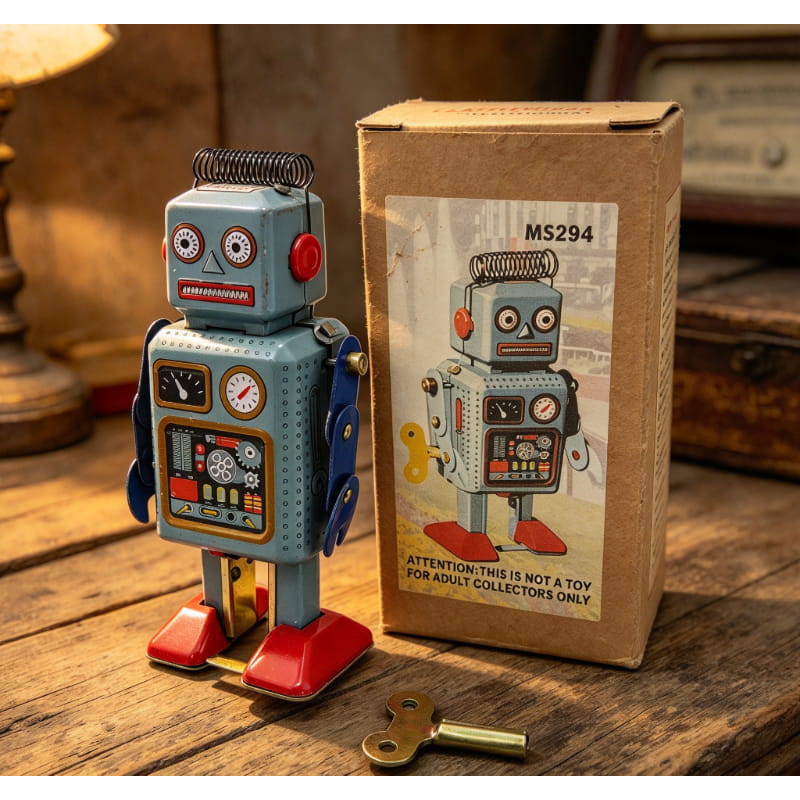Винтажный металлический робот  – обзор и цена Vintage Collectibles Store